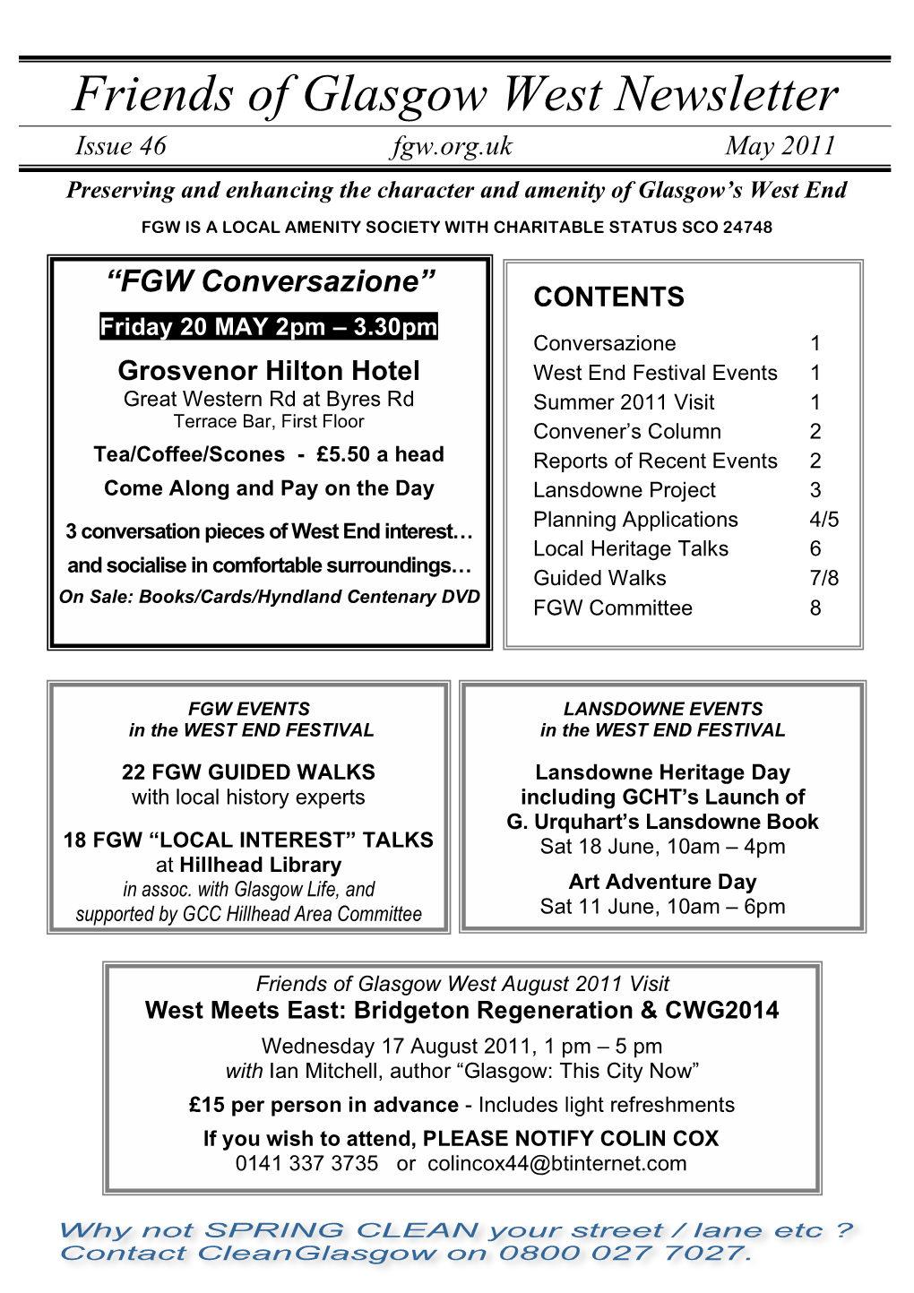 Friends of Glasgow West Newsletter