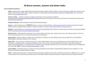 33 Buson Summer, Autumn and Winter Haiku