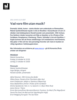 Vad Vore Film Utan Musik?