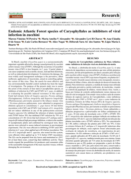 Endemic Atlantic Forest Species of Caryophyllales As Inhibitors of Viral Infection in Zucchini