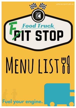Food Truck Fit Stop Menu List Cover Page