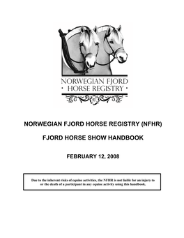(Nfhr) Fjord Horse Show Handbook