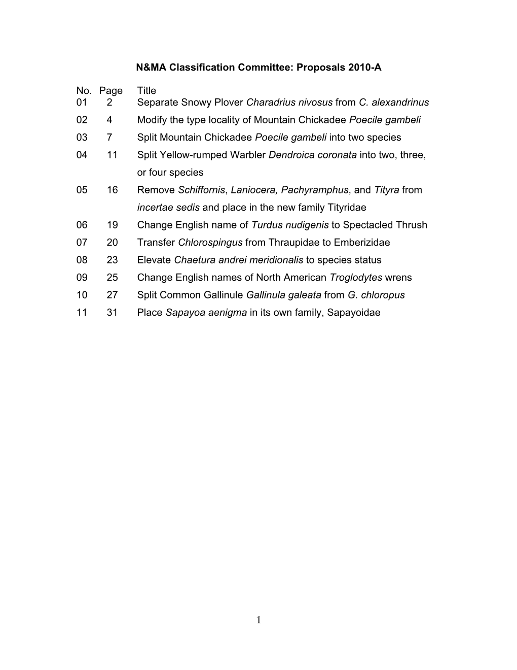 AOU North American Classification Committee