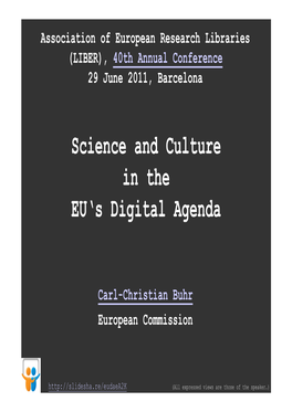 Science and Culture in the EU's Digital Agenda
