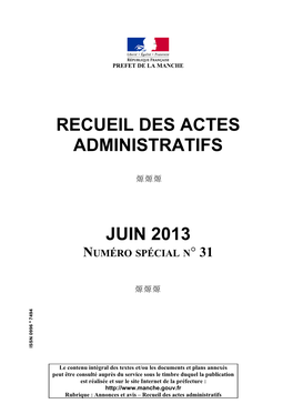 Recueil Des Actes Administratifs Juin 2013