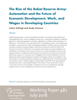 The Rise of the Robot Reserve Army: Automation and the Future of Economic Development, Work, and Wages in Developing Countries