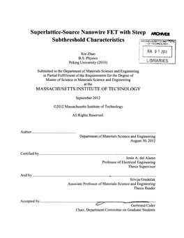Superlattice-Source Nanowire FET with Steep Mot Es