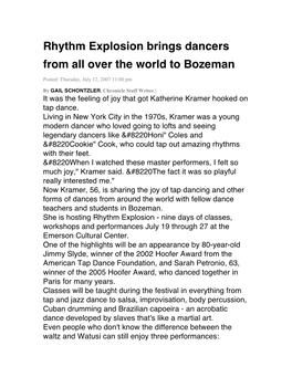 Rhythm Explosion Brings Dancers from All Over the World to Bozeman
