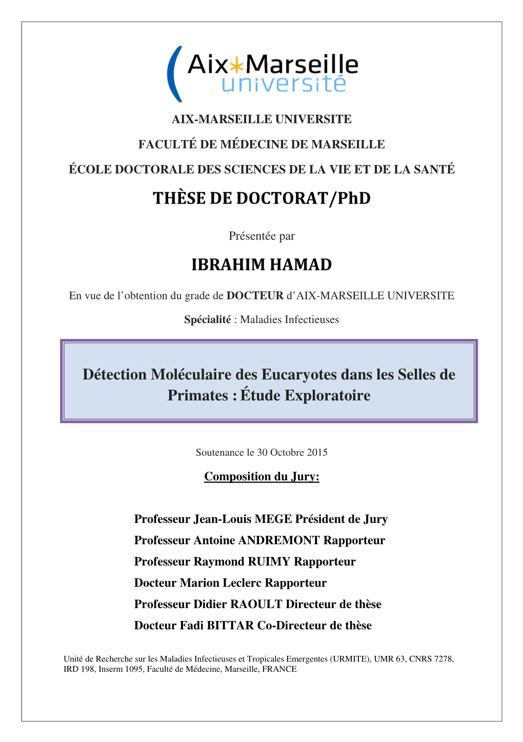 THÈSE DE DOCTORAT/Phd IBRAHIM HAMAD