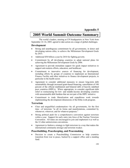 2005 World Summit Outcome Summary