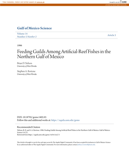 Feeding Guilds Among Artificial-Reef Fishes in the Northern Gulf of Mexico Brian D