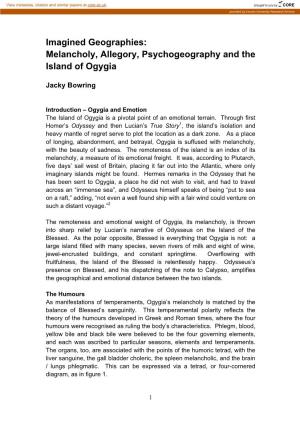 Imagined Geographies: Melancholy, Allegory, Psychogeography and the Island of Ogygia