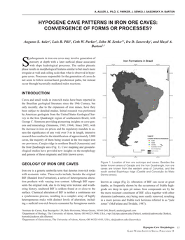 Hypogene Cave Patterns in Iron Ore Caves: Convergence of Forms Or Processes?
