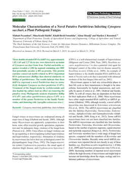 Molecular Characterization of a Novel Putative Partitivirus Infecting Cytospora Sacchari, a Plant Pathogenic Fungus
