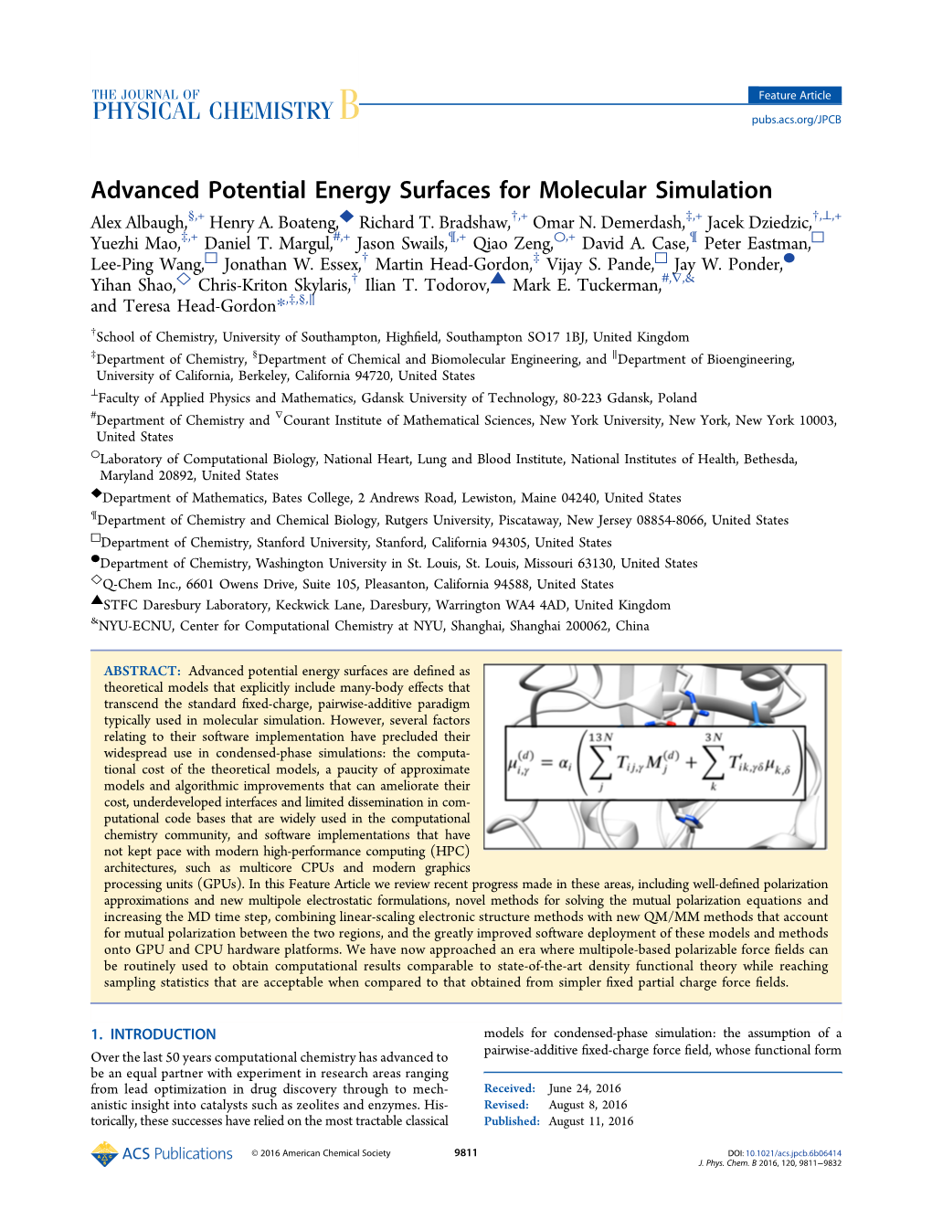 Advanced Potential Energy Surfaces for Molecular Simulation § ◆ † ‡ † ⊥ Alex Albaugh, ,+ Henry A