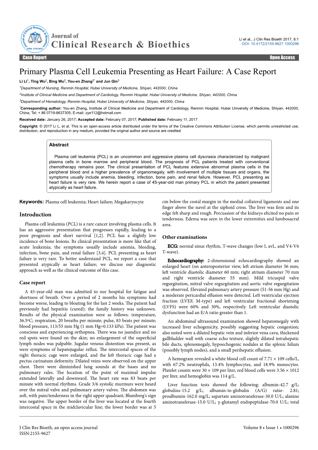 Primary Plasma Cell Leukemia Presenting As Heart Failure: a Case