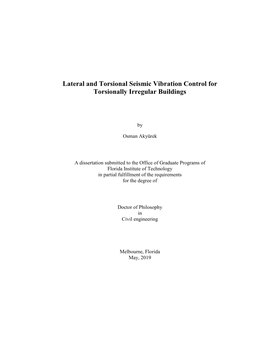 Lateral and Torsional Seismic Vibration Control for Torsionally Irregular Buildings