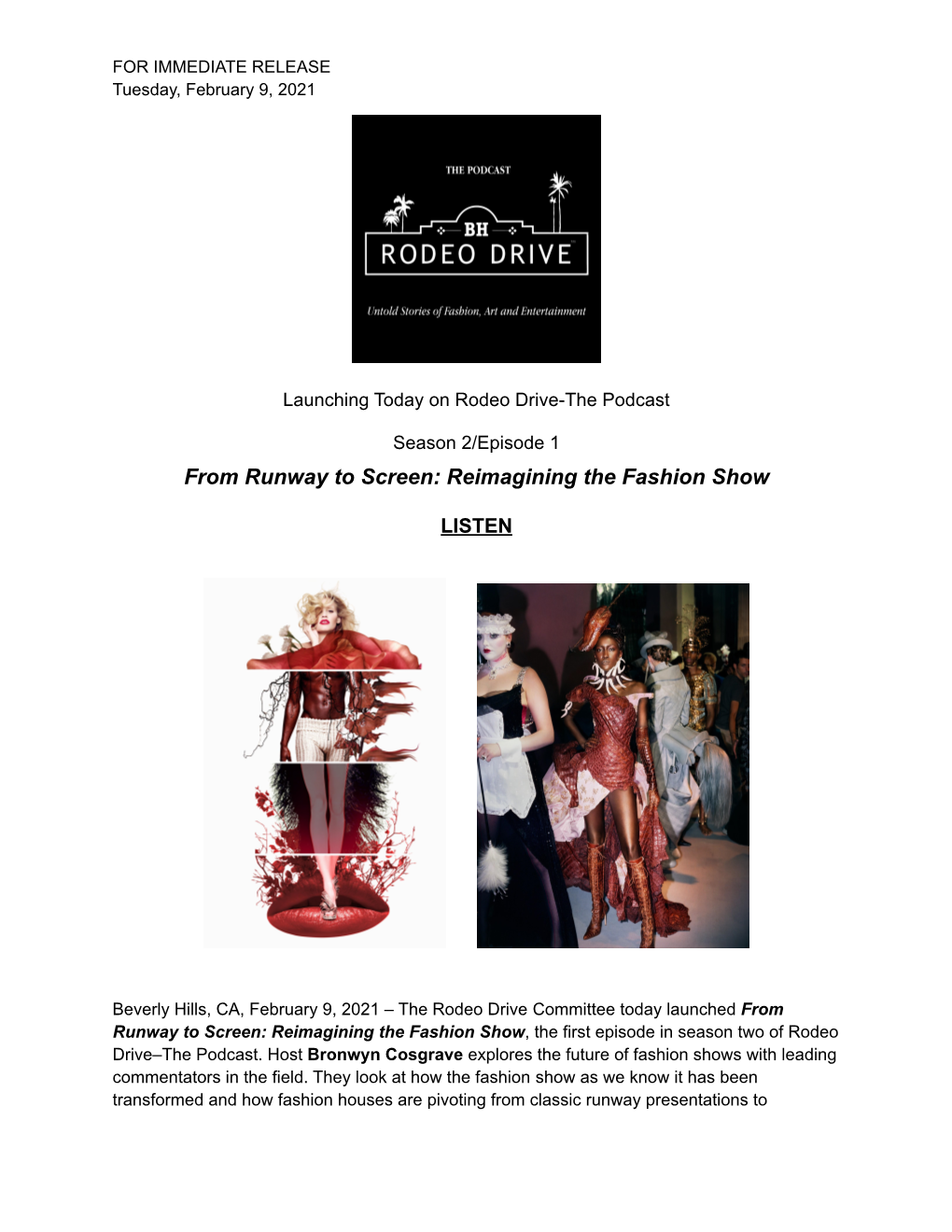 Rodeo Drive–The Podcast S2 EP1 Press Release