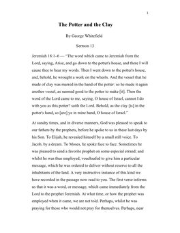 George Whitefield, the Potter and the Clay, Jeremiah 18, Sermon 13