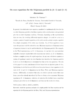 On Wave Equations for the Majorana Particle in (3+1) and (1+1) Dimensions