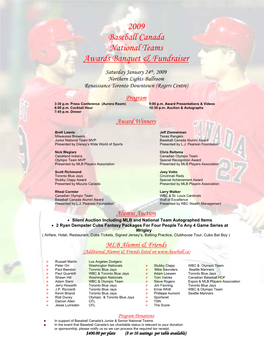 2009 Baseball Canada National Teams Awards Banquet & Fundraiser