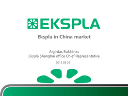 Ekspla in China Market