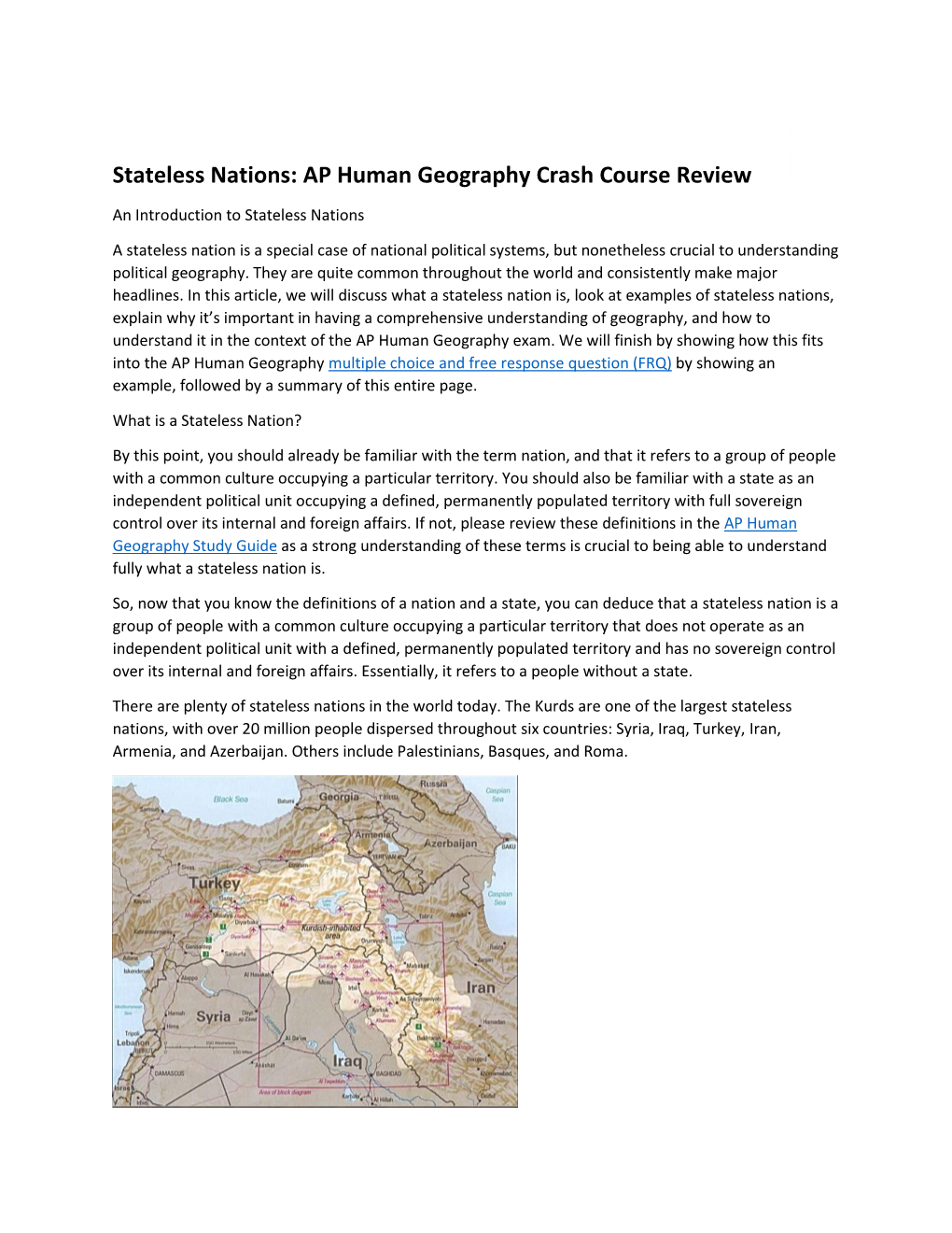 Stateless Nations: AP Human Geography Crash Course Review