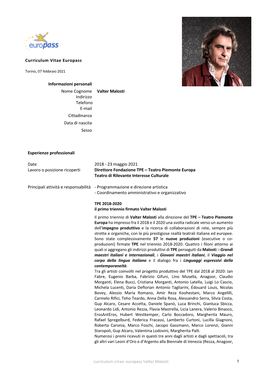 Curriculum Vitae Valter Malosti