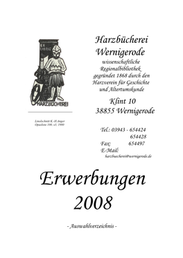 Harzbücherei Wernigerode Wissenschaftliche Regionalbibliothek Gegründet 1868 Durch Den Harzverein Für Geschichte Und Altertumskunde