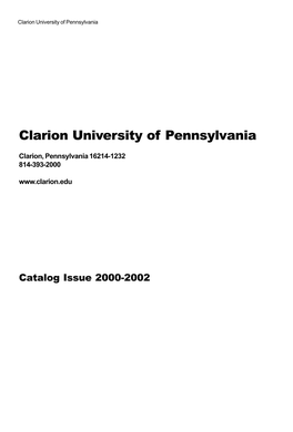 2000-2002 Clarion University of Pennsylvania