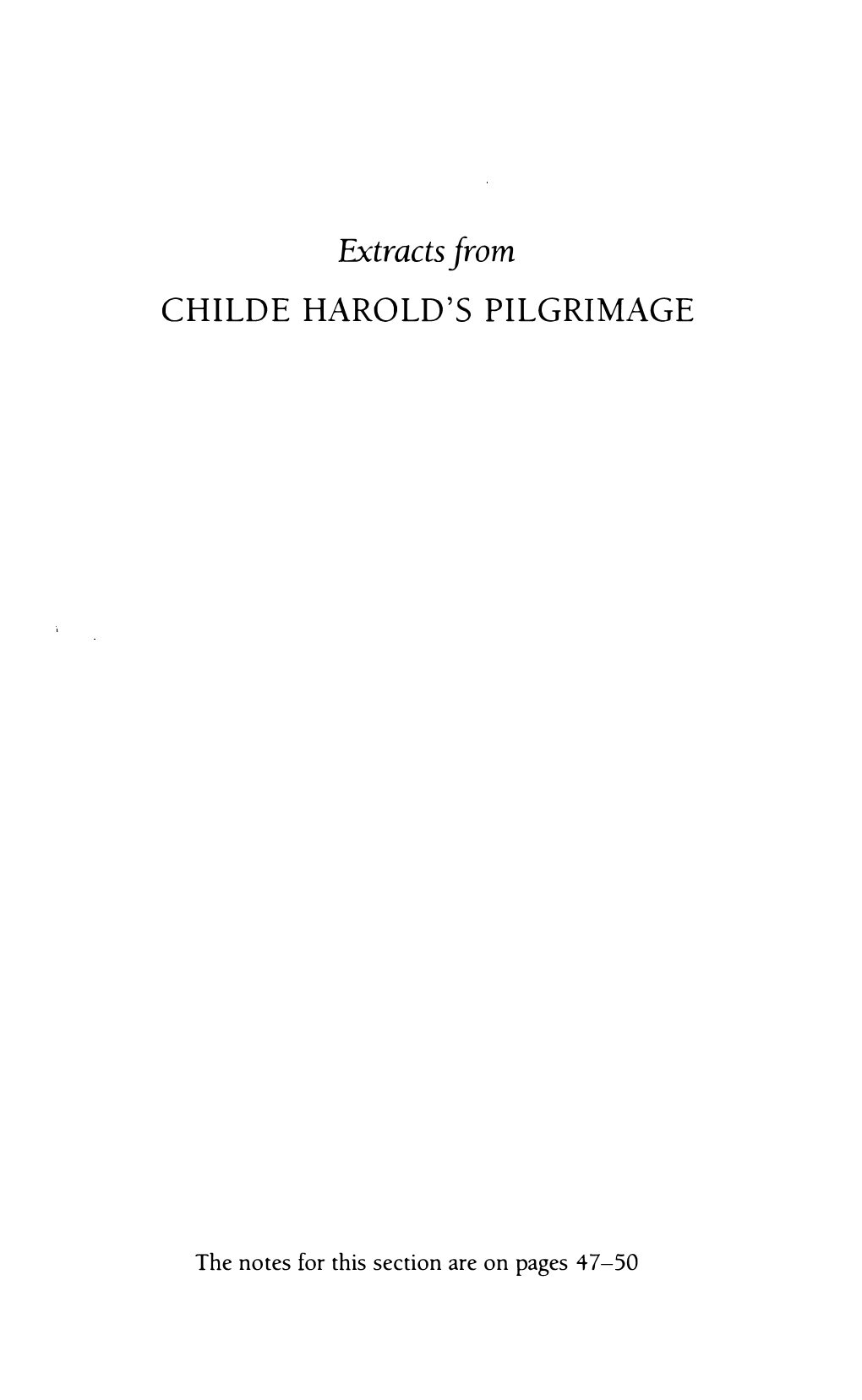 Extracts from CHILDE HAROLD's PILGRIMAGE