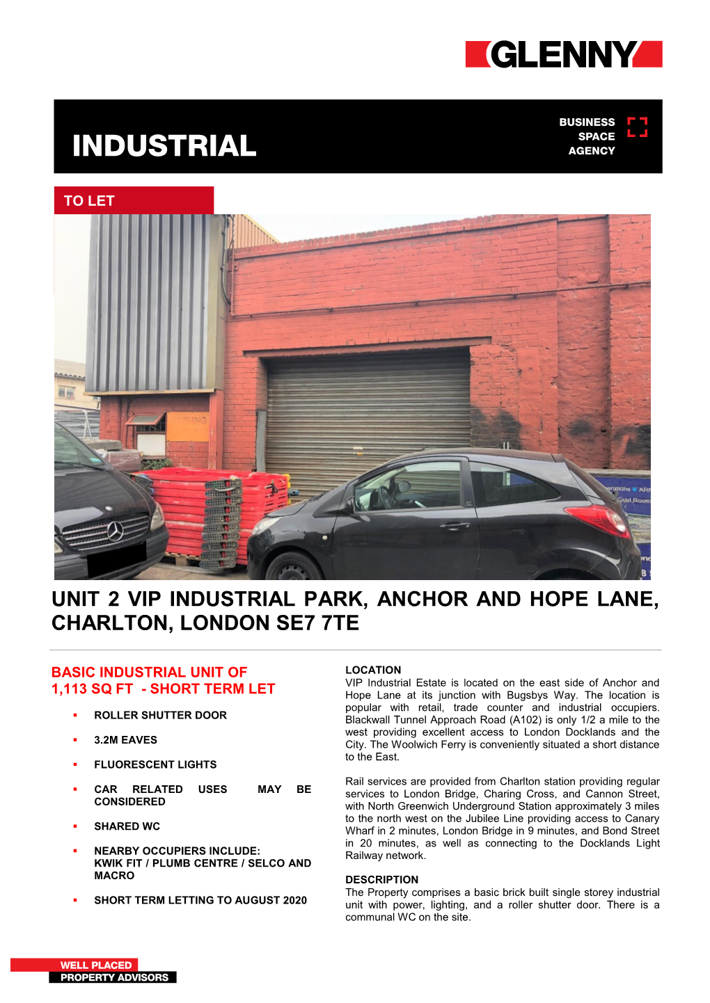 Unit 2 Vip Industrial Park, Anchor and Hope Lane, Charlton, London Se7 7Te