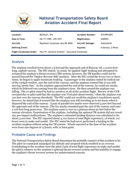 National Transportation Safety Board Aviation Accident Final Report