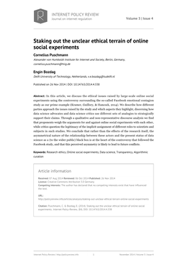 Staking out the Unclear Ethical Terrain of Online Social Experiments