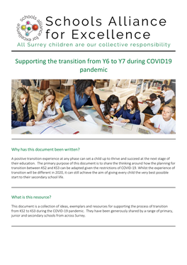 Supporting the Transition from Y6 to Y7 During COVID19 Pandemic