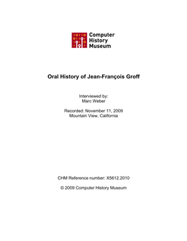 Oral History of Jean-François Groff