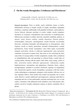 2 on the Woody Boraginales: Cordiaceae and Ehretiaceae