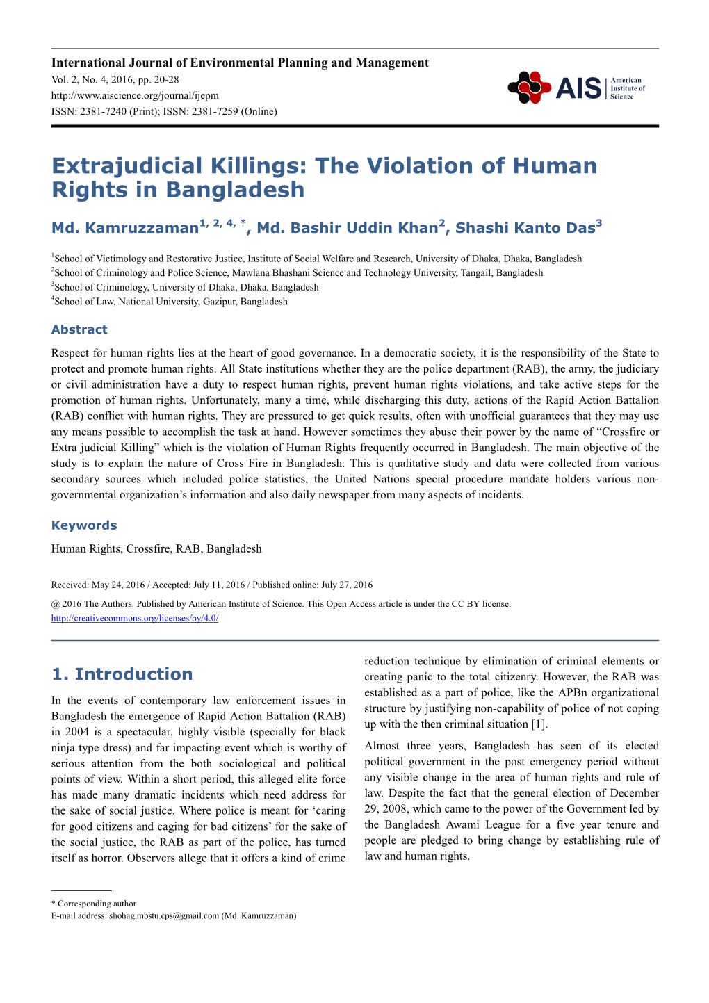 Extrajudicial Killings: the Violation of Human Rights in Bangladesh