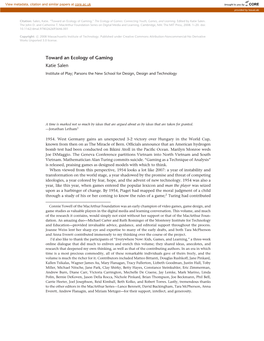 Toward an Ecology of Gaming." the Ecology of Games: Connecting Youth, Games, and Learning.Edited by Katie Salen