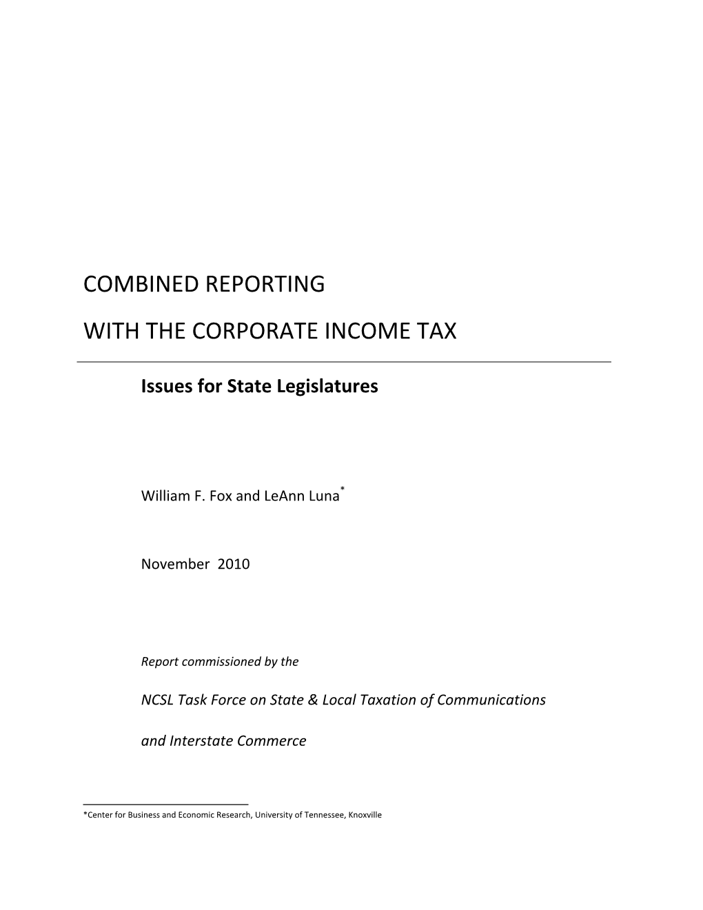 Combined Reporting with the Corporate Income Tax