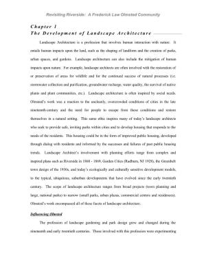 Chapter 1 the Development of Landscape Architecture