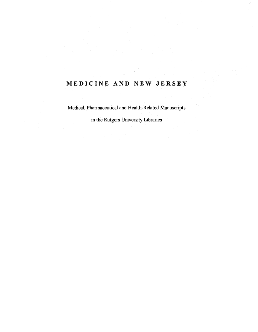 Medicine and New Jersey