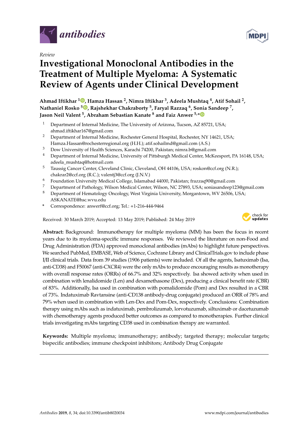 Investigational Monoclonal Antibodies in the Treatment of Multiple Myeloma: a Systematic Review of Agents Under Clinical Development
