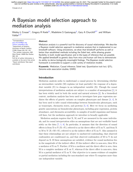 A Bayesian Model Selection Approach to Mediation Analysis
