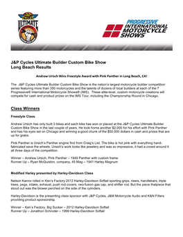 J&P Cycles Ultimate Builder Custom Bike Show Long Beach Results