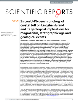 Zircon U-Pb Geochronology of Crystal Tuff on Lingshan Island and Its