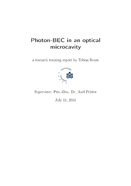 Photon-BEC in an Optical Microcavity