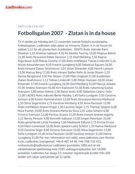Fotbollsgalan 2007 - Zlatan Is in Da House