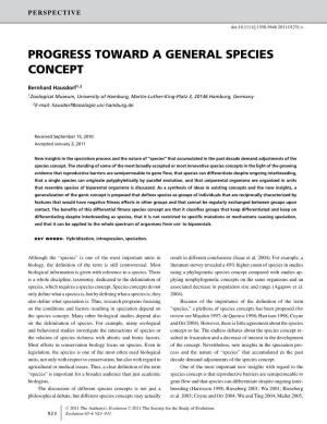 Progress Toward a General Species Concept