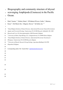 Biogeography and Community Structure of Abyssal Scavenging Amphipoda (Crustacea) in the Pacific Ocean